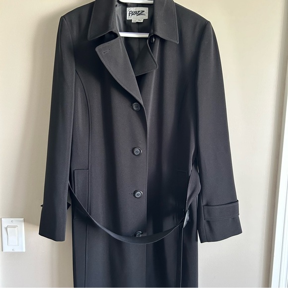 Lovely Long Black Trench/Dress Coat with belt. Great for dressing up or down - Picture 3 of 16